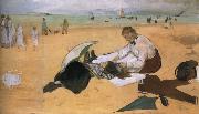 Edouard Manet On the beach,Boulogne-sur-Mer painting